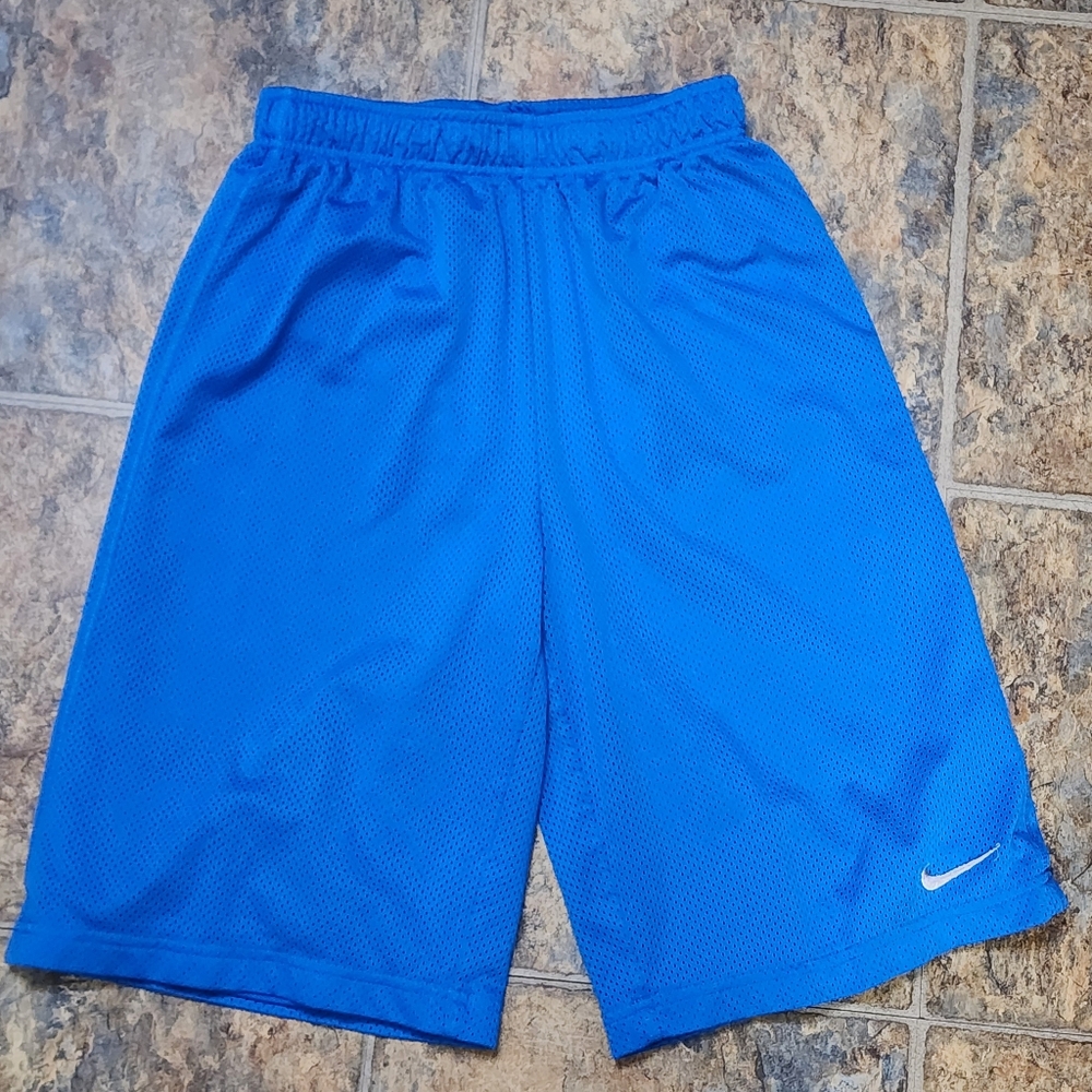 Boys Nike Dri Fit Basketball Shorts Blue Mesh Clean Preowned Condition SzXL C138
